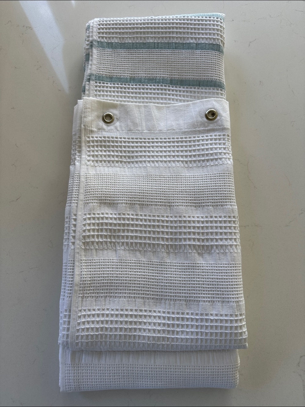 White Textured waffle shower curtain 100% Cotton NWOT